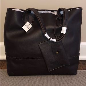 JCrew Chocolate Brown Leather Downing Tote